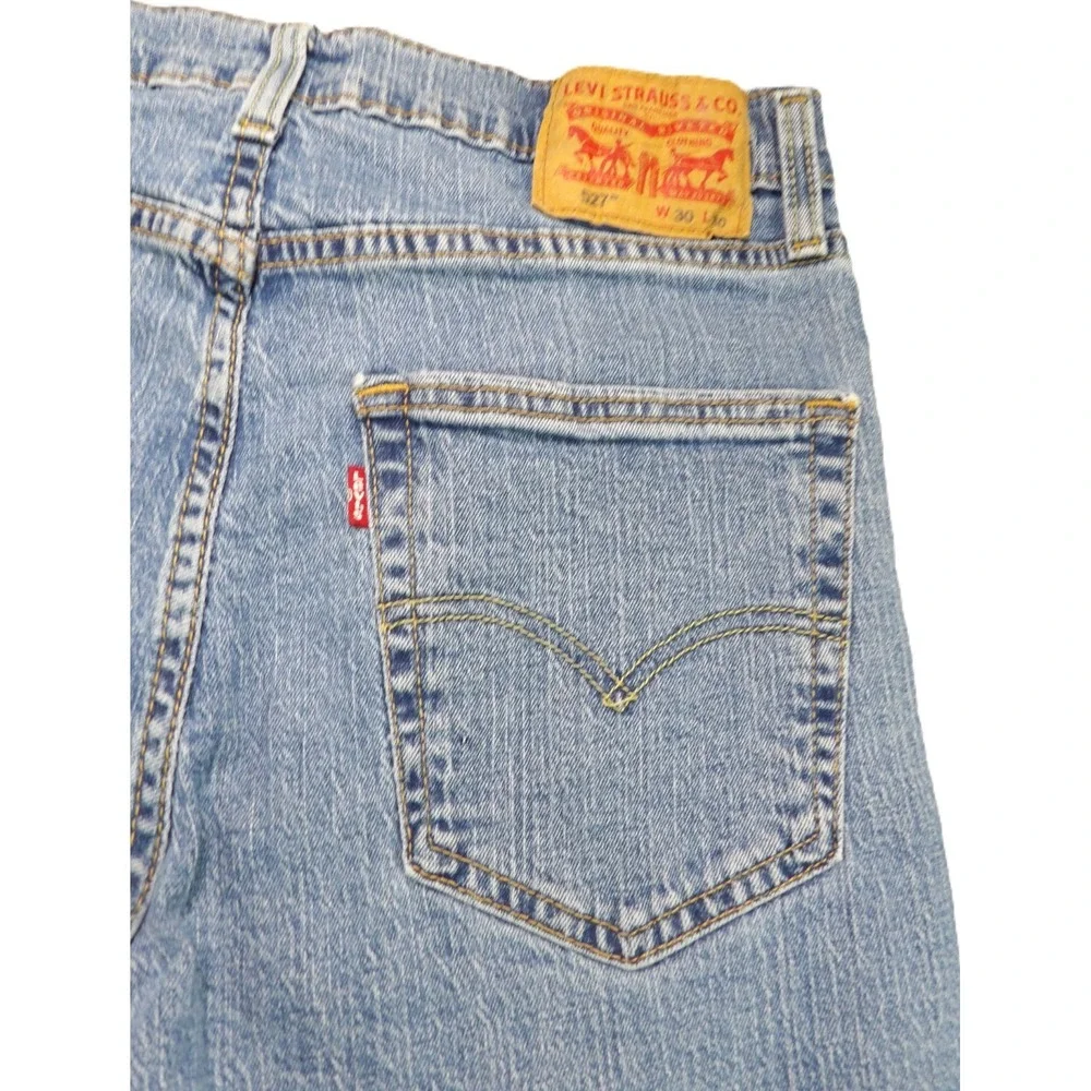 Levis 527 Slim Bootcut Jeans Men 30x30 Blue Denim Light Wash Red Tab Casual Work
